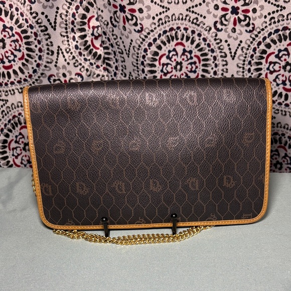 Vintage Christian Dior Honeycomb Chain Crossbody Bag - Brown & Tan - Picture 4 of 11